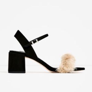 Zara faux fur vamp sandals